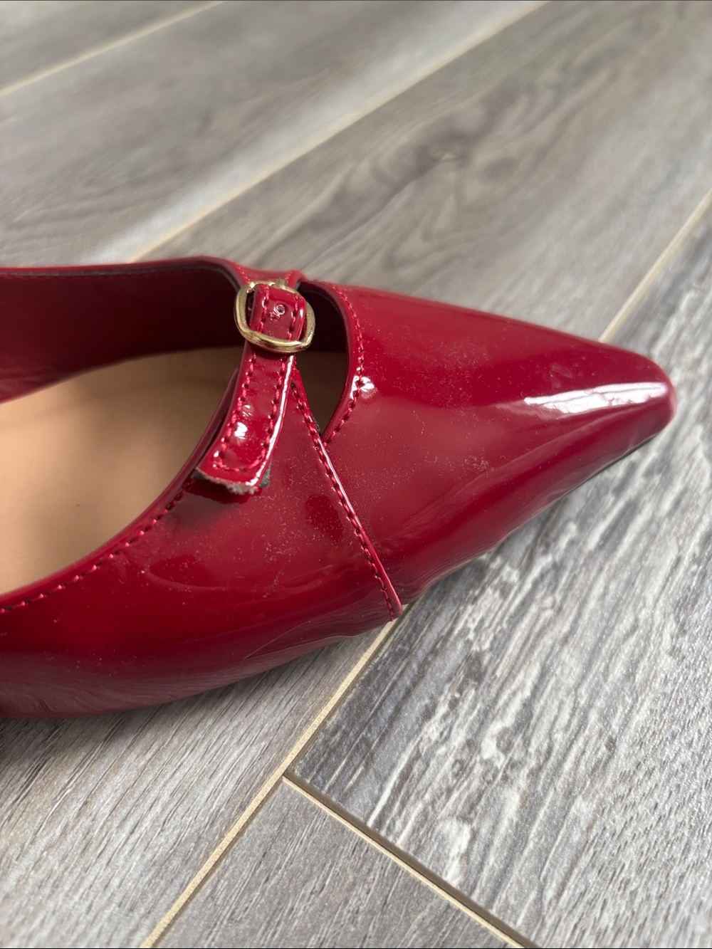 SHEIN Burgundy Red Patent Pointed Toe Slingback Flats Size 8 - Picture 8 of 11